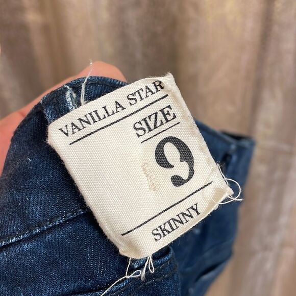 Vanilla Star dark washed/whiskered indigo skinny jeans, size 9 NWT - Picture 6 of 6